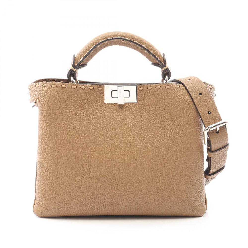 Fendi Selleria Peekaboo Soft Handbag Leather Brown